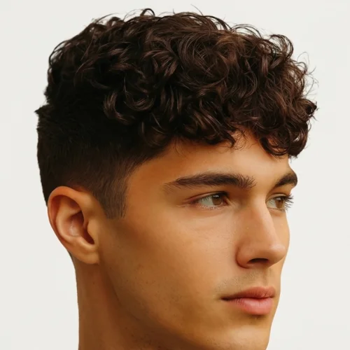 Modern textured French crop haircut with defined layers and clean fade sides, stylish men’s hairstyle with natural volume and sharp contemporary finish