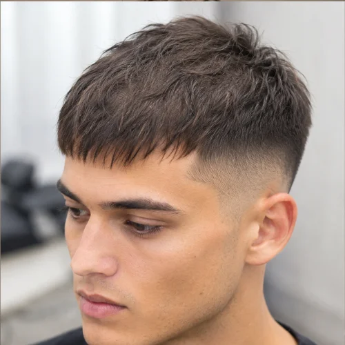 Thin Hair French Crop Fade Hairstyle for Men – Textured Top with Clean Low Fade Look