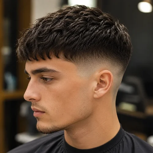 Stylish French Crop Mid Fade haircut for men with textured top and clean faded sides