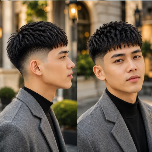 Classic French Crop Low Fade haircut for men featuring short textured top with clean low fade on the sides, styled for a modern and sharp appearance.