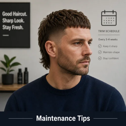 French crop mullet maintenance guide with trim schedule and fresh haircut shape