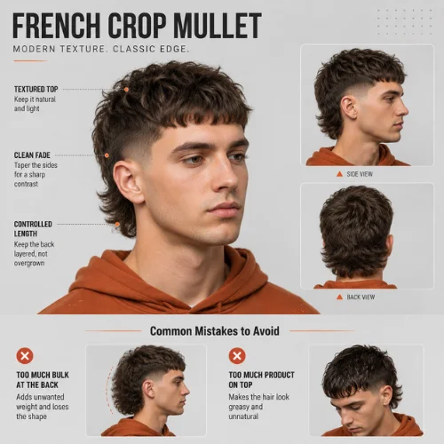 French crop mullet mistakes to avoid including too many bulk, high sides, and too much product
