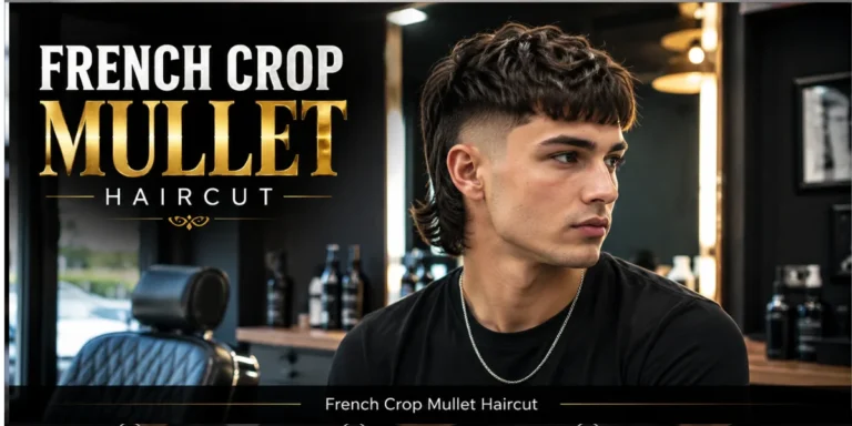 French crop mullet haircut with cropped fringe and longer back