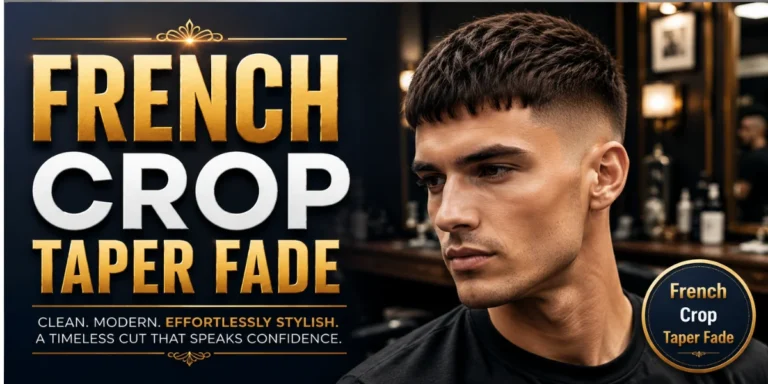 French crop taper fade haircut with short textured top and clean faded sides