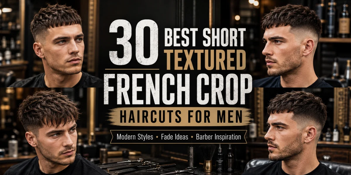 30 best short textured French crop haircuts for men featuring modern barbershop styles with fades, taper cuts, and textured crop variations
