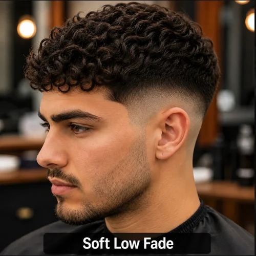 Soft Low Fade haircut for men with textured hair on top and clean blended sides