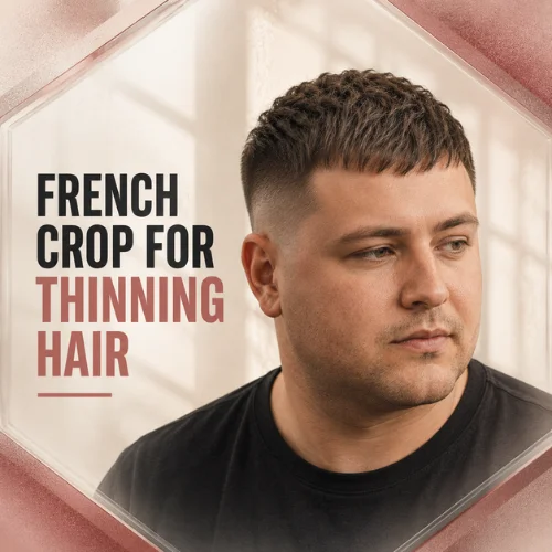 French crop thinning hair men style adding volume illusion with textured top and short faded sides