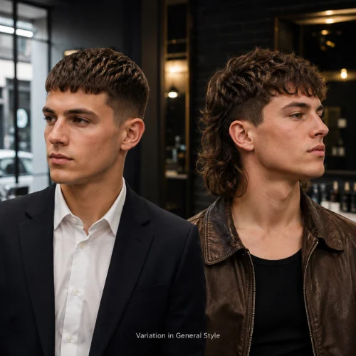 General style difference between clean French crop and bold mullet haircut