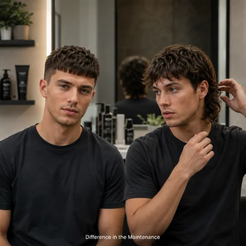 Maintenance difference between French crop and mullet haircut for men