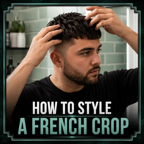 How to style French crop haircut men using hair product fingers for natural textured finish modern hairstyle