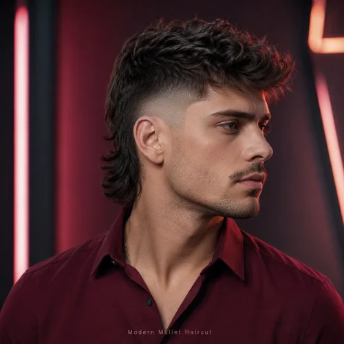 Modern mullet haircut with faded sides and controlled longer back