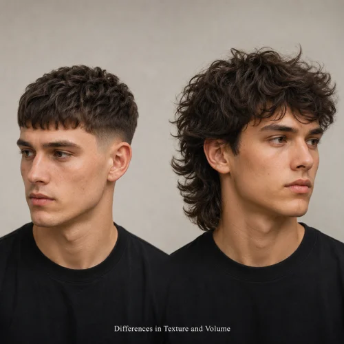 Texture and volume difference between textured French crop and modern mullet