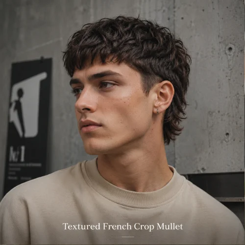 Textured French crop mullet with messy top and soft mullet back