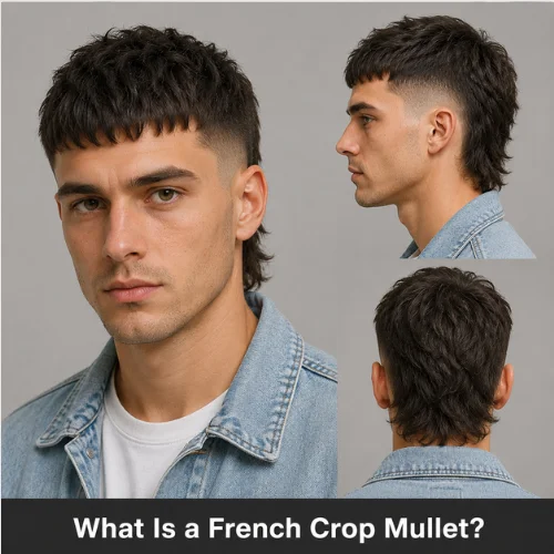 French crop mullet showing short fringe faded sides and longer back