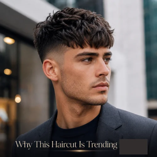 Textured French crop mid fade haircut on a stylish male model showing why this men’s hairstyle is trending in 2026